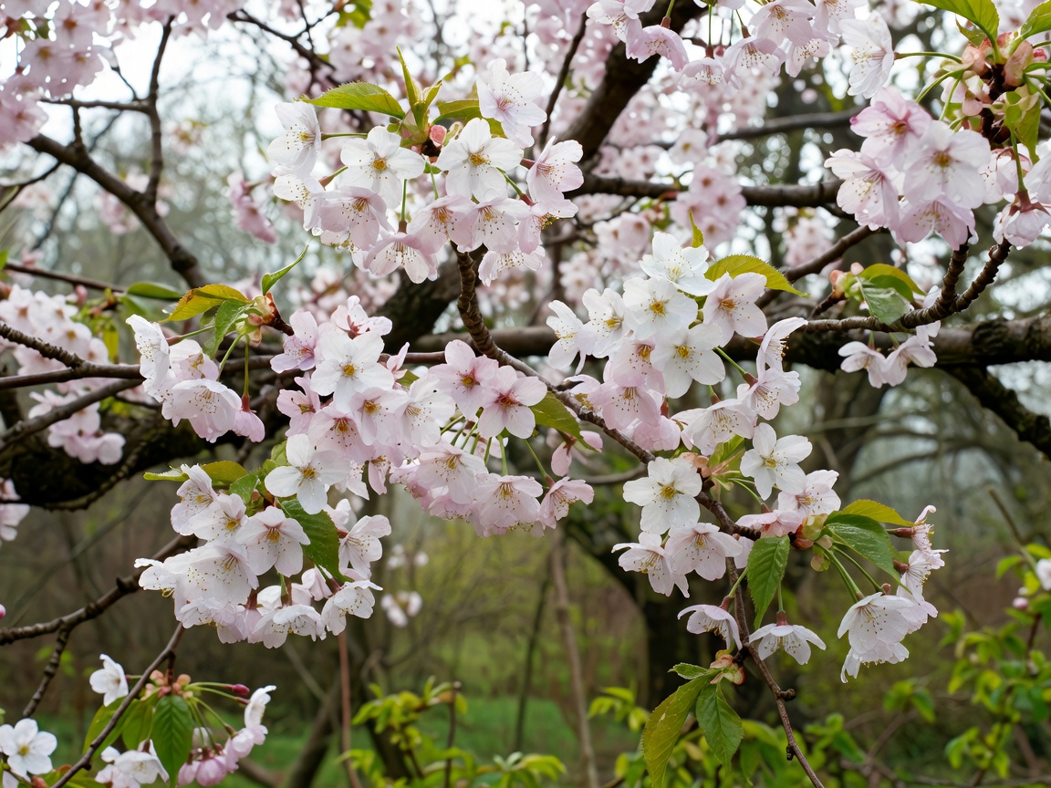Macro photography of wild pink cherry blossom petals catching soft golden morning dew
